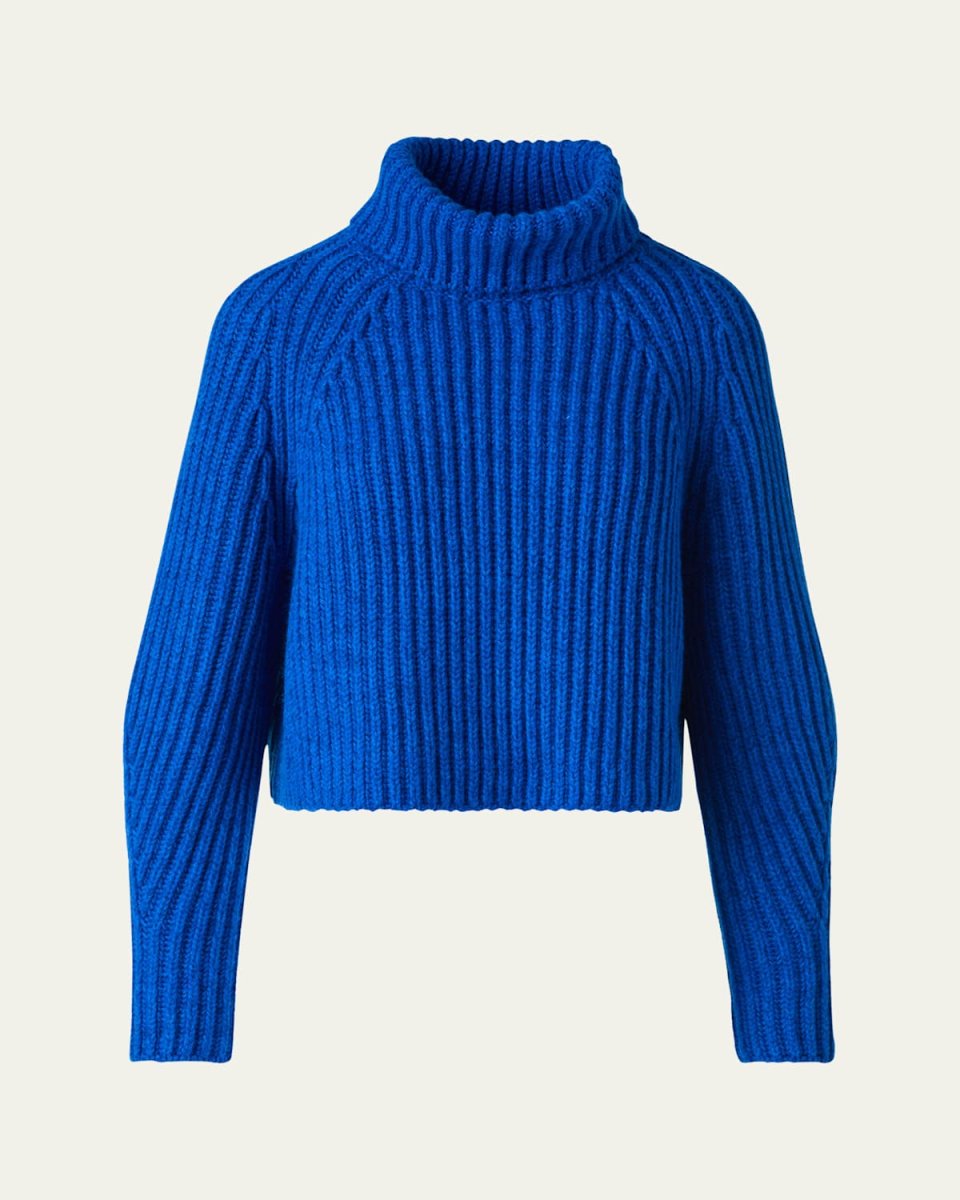 Cashmere Chunky Rib Cropped Turtleneck Sweater